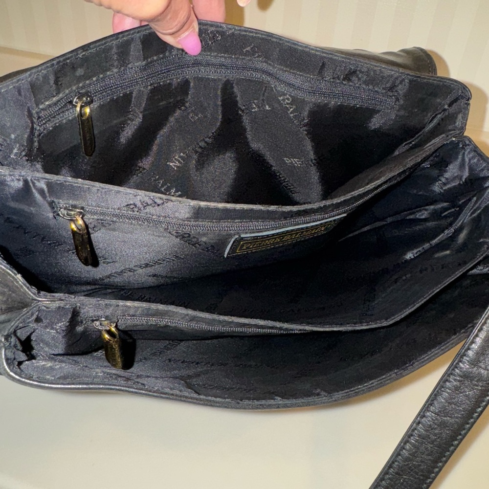 Pierre Balmain Black Leather Shoulder Crossbody Messenger Bag - Picture 5 of 16